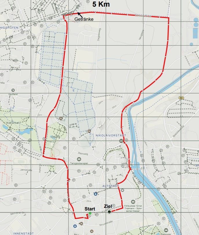 Streckenplan: 5,6-km-Lauf und Walking